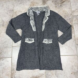 Lacy Afternoon Open Cardigan XL Embellished Silk Wool Angora Cottage Core